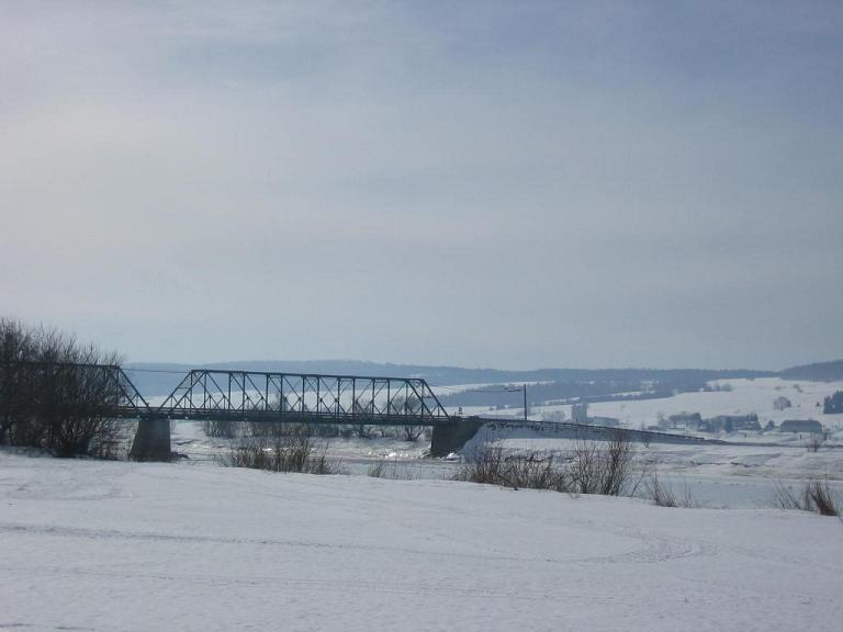Undated Bow Pioneers Snowmobile Club photo of a bridge