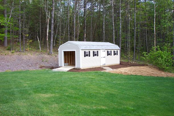 Undated Bow Pioneers Snowmobile Club photo of a shed